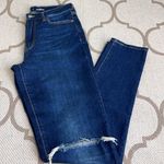 Old Navy  High Rise O.G. Straight Adley dark wash ripped knee jeans, size: 8 tall Photo 1