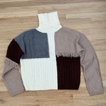 Hem & Thread NWT Colorblock Fringe Turtleneck Sweater, Medium Photo 2