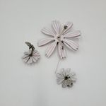 Womens Jewelry Set White Red Cute Enamel Daisy Flower Pin and Earrings Set Photo 2