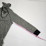 Bobeau Knit Hooded Sweater Sage Green Black Trim Semi-sheer Size M Photo 6