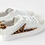 ZARA White & Gray Suede Silver Stud Leopard Print Women Shoes 36 / 6 Photo 1