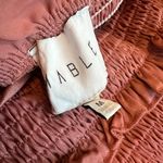 Mable x Pinkblush Mauve Smocked Satin Dress Tiered Spaghetti Strap Size Medium Pink Photo 11