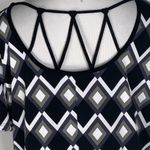 Suzie Black & White Diamond Print Stretchy Short Sleeve Shift Dress XL Photo 4