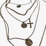 Five Strand Coin Medallion Necklace Silver Photo 5