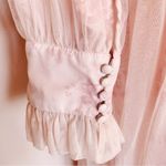 Ivy City Co Pink /Blush Floral Tulle Long Sleeves Ruffle Maxi Dress. Size 1X Photo 5