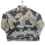 La Miel Southwestern Aztec Blanket Shacket Size S Beige & Blue NWT Boho Style Photo 0