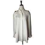 Alexander Wang  Shirt Women 4 Ivory Button Down Long Sleeve‎ Blouse Luxury Preppy Photo 1