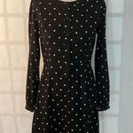 Loft Black White Polka Dot Long Sleeve Mini Button Down Shirt Dress Size 2 Photo 0
