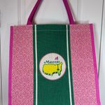 Masters Tournament Pink Green Jute Tote Bag Augusta National Golfcore Preppy Photo 0
