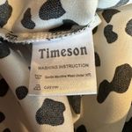 Cheetah print Black White Vneck Blouse 3/4 sleeve Timeson Ladies size Large Sz L Photo 5
