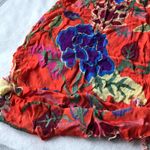 Orange Floral Designer Fringe Scarf Blue Photo 2