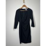 Diane Von Furstenberg  Eliana Ruched Sheath Dress 6 Black Stretch DVF V- Neck Photo 1