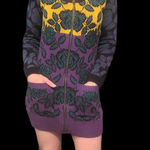 Betsey Johnson Vintage Multi Print Mini Drees Sweater 80's Style Retro Size L Photo 0