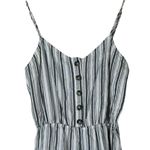 Heart Hips Romper Womens M White Black Striped Linen Button Coastal Beachy Size M Photo 2