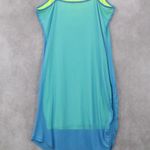 Blue Neon Bodycon Dress Spaghetti Strap Asymmetrical Hem Mesh Ruched Side Small Photo 1