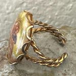 Vintage Transferware Porcelain Adjustable Ring ā Romantic Scene Motif Photo 7