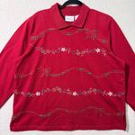 Alfred Dunner Christmas Florals Plaid Bow Red Knit Polo Sweater Women’s Large Photo 2