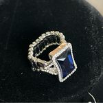 Blue stone Jewelry Set, Necklace, Earrings and Cocktail Ring Silver Photo 3