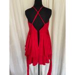 Saints + Secrets Sz M Red Tiered Romper Ruffles Spaghetti Strap V Photo 6