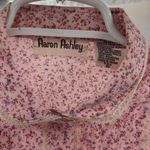 Aaron Ashley floral lace trim high neck Pink Blue Button up Shirt 10 cottage Photo 9