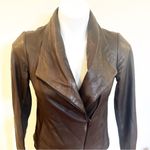 Vince  Brown Leather Jacket sz S Fitted Leather Zipper Jacket Photo 9