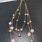 Vintage Avon 1980 Pink Beaded Gold Tone 3 Strand Chain Necklace 18” Photo 2