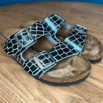 Birkenstock  Arizona Birko-Flor Croc Embossed Slides Sandals Jade Gleam Women 7 Photo 0