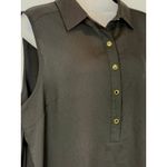 Roz & Ali Roz Ali Black Sleeveless Collared Pleated Sheer Button Front Top Women XL Sheer Photo 7