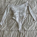 Princess Polly  White Ruched Long Sleeve Bodysuit Photo 0