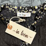 In Bloom  size medium peasant blouse daisy pattern black lace panel tasseled neck Photo 12