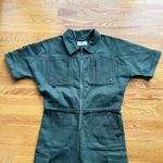 Wondery Outdoors Utility Jumpsuit Women's Medium Green Cargo Short Sleeve Zip Photo 3
