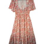 Lush Clothing Lush Coral Floral Open Back Dress Women’s Size Medium Coquette Western Prairie Photo 1