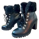 G by Guess Guess Black faux Fur-trim Lace-Up Boots. New Photo 1