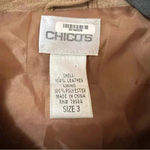 Chico's Womens Size 3 Suede 100% Leather Lined Tan Jacket With Metal Buttons Photo 4