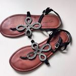 Arizona Jeans Arizona Jean Company Black Rhinestone Sandals Sz 6.5 Photo 5