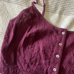 Kendall + Kylie Laced Cropped Top Burgundy Photo 1