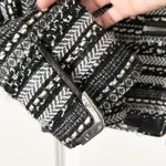 Milly  Avery Black White Textured Tweed Leather Trim Jacket Blazer Moto Size 10 Photo 6