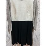 Loft Black White Textured Knit Sweater Dress Women's Size 12 Long Sleeve Photo 2