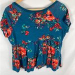 Torrid Babydoll Slub Scoop Neck Tiered Top Blue Size 00 / Medium Photo 4