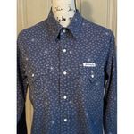 True Religion  Blue Pearl Snap Western Shirt Women’s S Pocket Collar Long Sleeve Photo 2