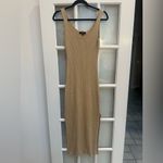 Lulus Wicked Games Dark Beige Bodycon Ribbed Midi Dress Size Large L NWT Photo 1