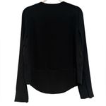 J Brand J. Brand black round neck snap front blouse rounded hem top M Photo 2