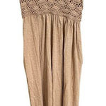 Aerie  Tan Koko Brown Boho Crochet Knit Maxi Dress Medium NWT Photo 0