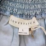 Lovestitch NWT Love Stitch Mini Skirt Size L Smocked Elastic Waist Blue Chambray Photo 4
