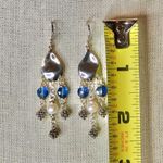 MICHAEL DAWKINS Starry Night Blue Topaz Cultured Pearl Sterling Silver Earrings Photo 4