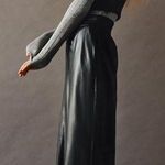 ZARA Black Faux Leather Wide Leg Pants Trousers Photo 8