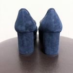 Bibi Lou Navy Blue Suede Leather Platform Block Heel Square Toe Loafers 41 Size 10 Photo 6