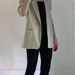 International Scene Vintage 90s Linen Blazer Jacket Size 7/8 Beige Tan Photo 0
