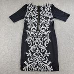 Sunny Leigh Sheath Dress Womens Small Black Paisley Damask Back Exposed Zipper Photo 2