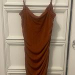 White Fox Scrunched Brown Dress Size M Photo 1